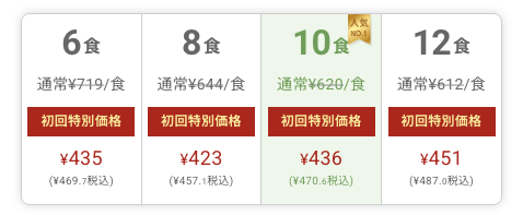ナッシュ 食数の選択
